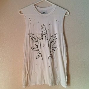 Unif middle finger weed cut off tank RARE XS